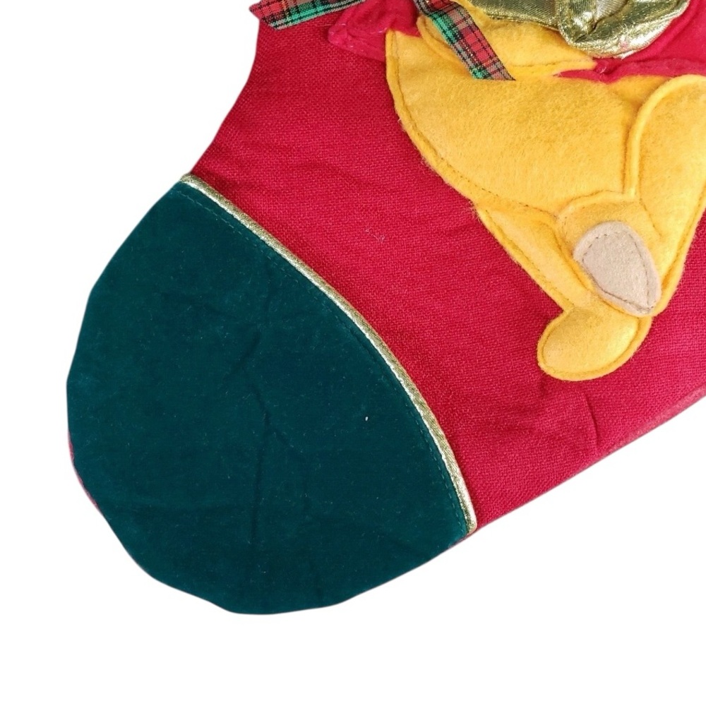Vtg RARE HTF Disney Winnie The Pooh Bear Christmas Stocking Felt 3D Green red - Picture 8 of 14